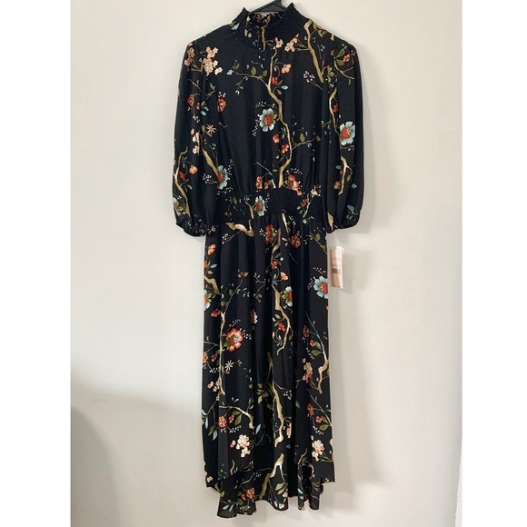 NWT Nanette Lepore Smock Neck Floral Midi Dress - Picture 3 of 7